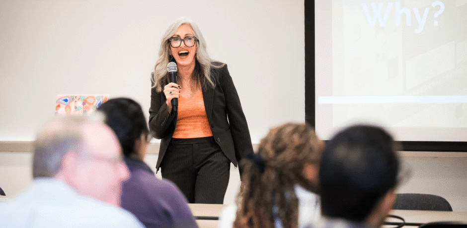 Dr.Julie Lopez speaking at the barker conference in 2025